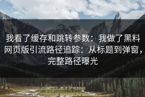 我看了缓存和跳转参数：我做了黑料网页版引流路径追踪：从标题到弹窗，完整路径曝光