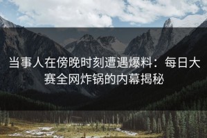 当事人在傍晚时刻遭遇爆料：每日大赛全网炸锅的内幕揭秘