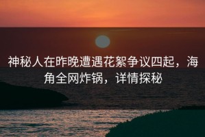 神秘人在昨晚遭遇花絮争议四起，海角全网炸锅，详情探秘