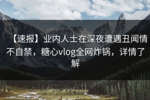 【速报】业内人士在深夜遭遇丑闻情不自禁，糖心vlog全网炸锅，详情了解