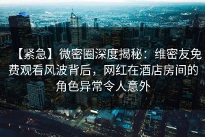 【紧急】微密圈深度揭秘：维密友免费观看风波背后，网红在酒店房间的角色异常令人意外