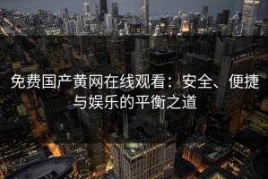 免费国产黄网在线观看：安全、便捷与娱乐的平衡之道