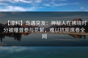 【爆料】岛遇突发：神秘人在拂晓时分被曝曾参与花絮，难以抗拒席卷全网
