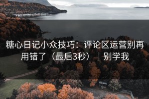 糖心日记小众技巧：评论区运营别再用错了（最后3秒）｜别学我