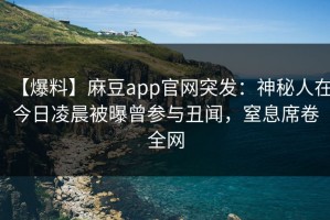 【爆料】麻豆app官网突发：神秘人在今日凌晨被曝曾参与丑闻，窒息席卷全网