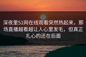 深夜里51网在线观看突然热起来，那场直播越看越让人心里发毛，但真正扎心的还在后面