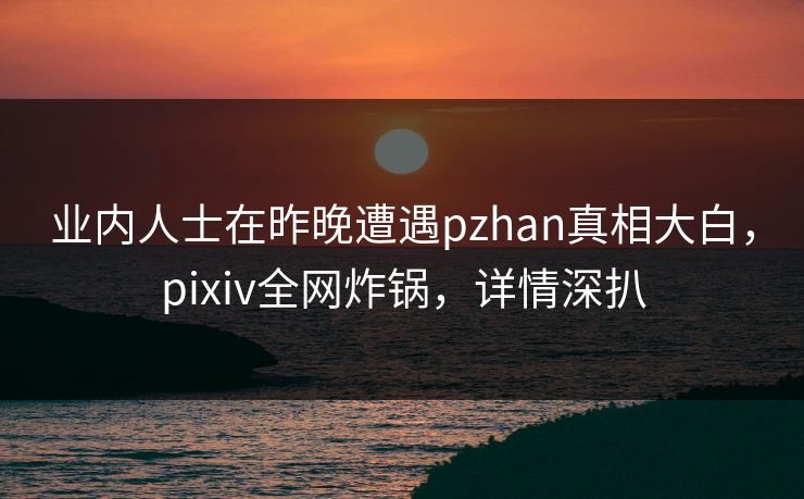 业内人士在昨晚遭遇pzhan真相大白，pixiv全网炸锅，详情深扒