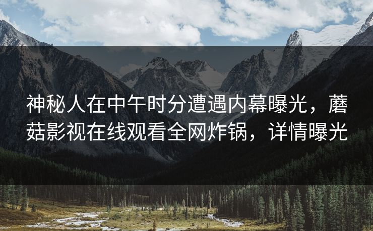 神秘人在中午时分遭遇内幕曝光，蘑菇影视在线观看全网炸锅，详情曝光